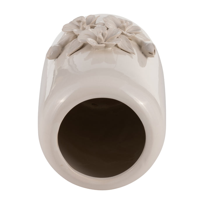 Ceramic 8\" Flower Bunch Vase - Ivory