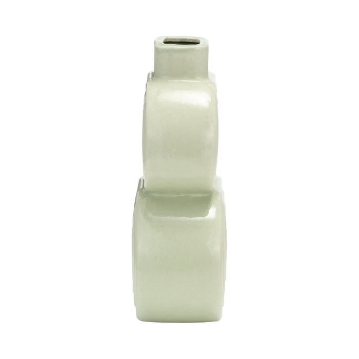 Ceramic 10\" Stacked Circles Vase - Cucumber