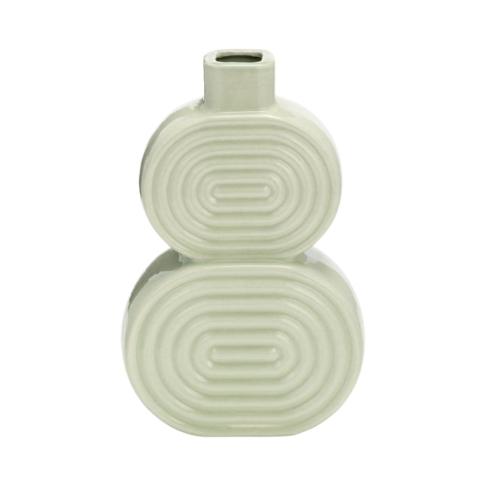 Ceramic 10\" Stacked Circles Vase - Cucumber