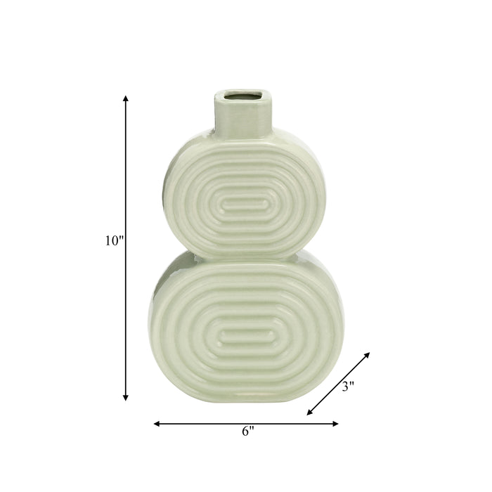 Ceramic 10\" Stacked Circles Vase - Cucumber
