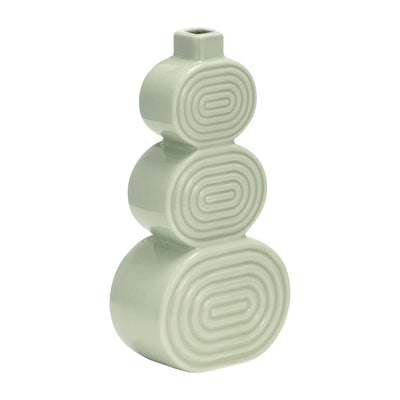Ceramic 12" Stacked Circles Vase - Cucumber|Vase de 12 po en céramique avec cercles superposés - concombre