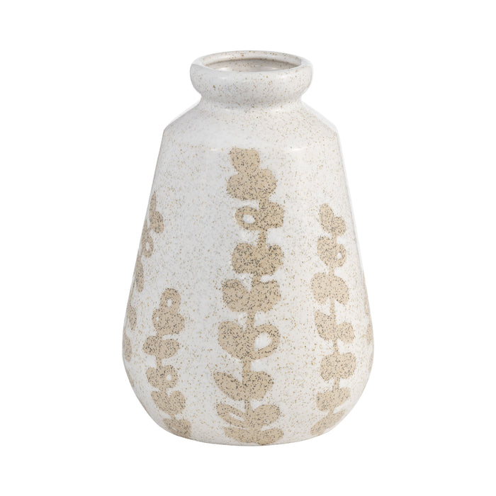 Ceramic 9\" Botanical Vase - Ivory