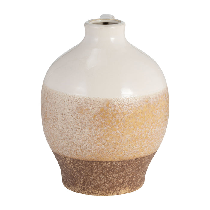 Ceramic 9\" Jug Vase - White and Tan