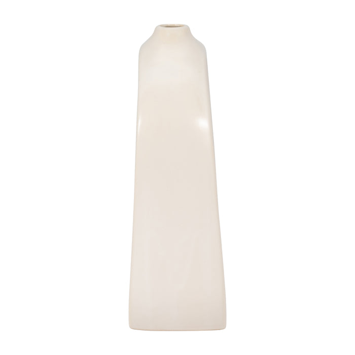 Stoneware 11\" Curvy Cut-Out Vase - White