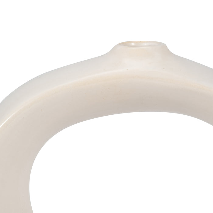 Stoneware 7\" Curvy Cut-Out Vase - White