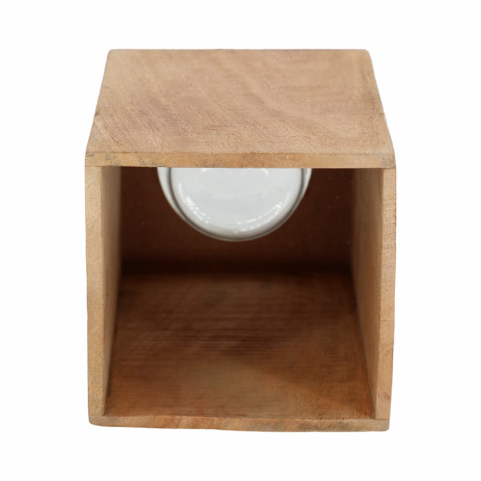 Wood 15\" Square Base Pillar Candle Holder - Natural