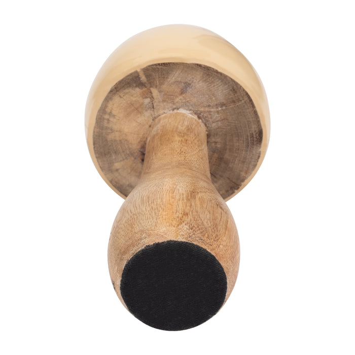 Wood 8\" Coned Mushroom - Ivory