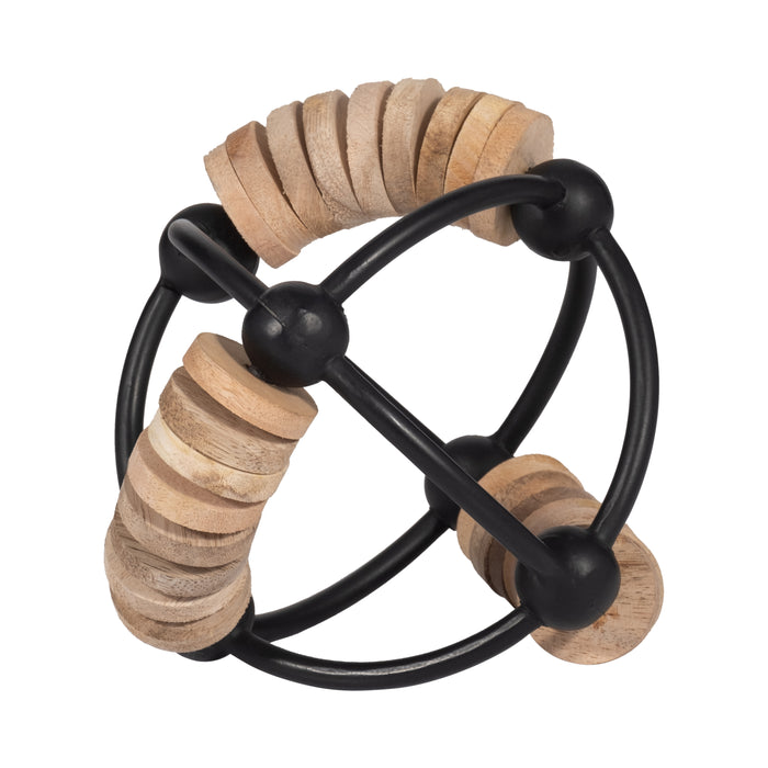 Metal 6\" Abacus Orb - Natural and Black