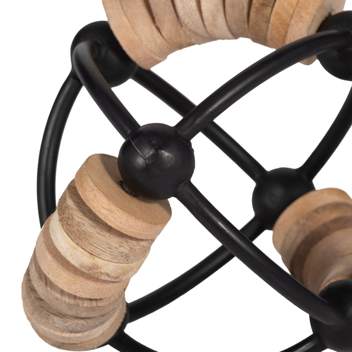Metal 6\" Abacus Orb - Natural and Black