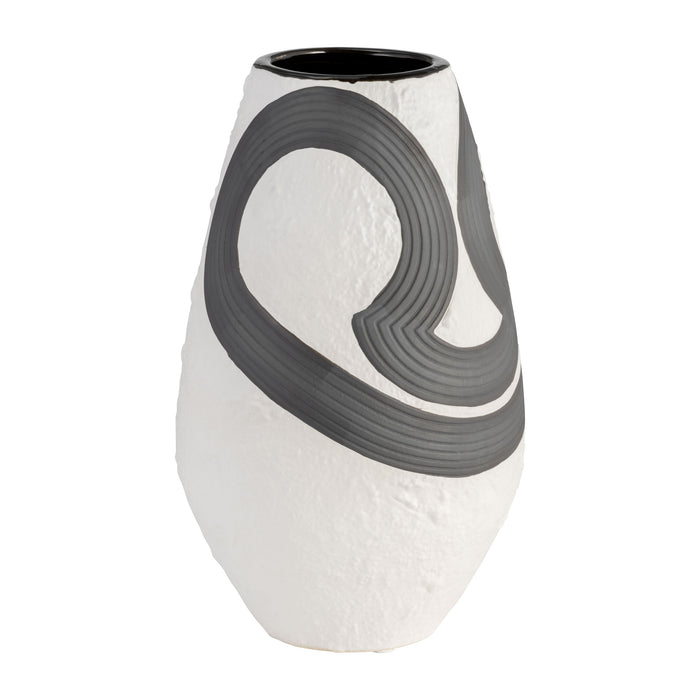Stoneware 11\" Noir Vase - Black and White