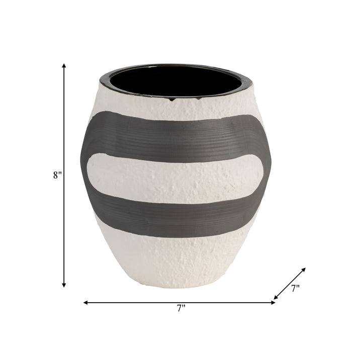 Stoneware 8\" Noir Vase - Black and White