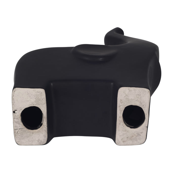 Ceramic 7\" Trunk Up Elephant - Black