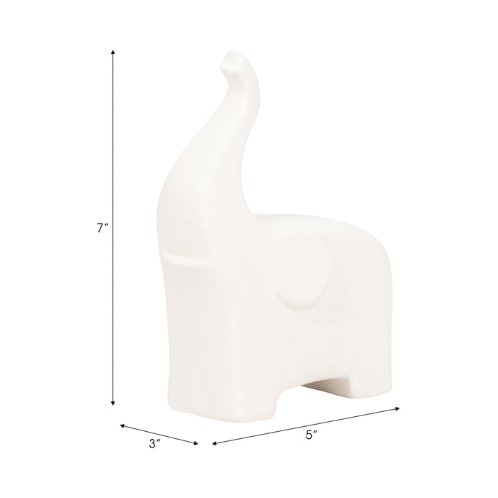 Ceramic 7\" Trunk Up Elephant - White