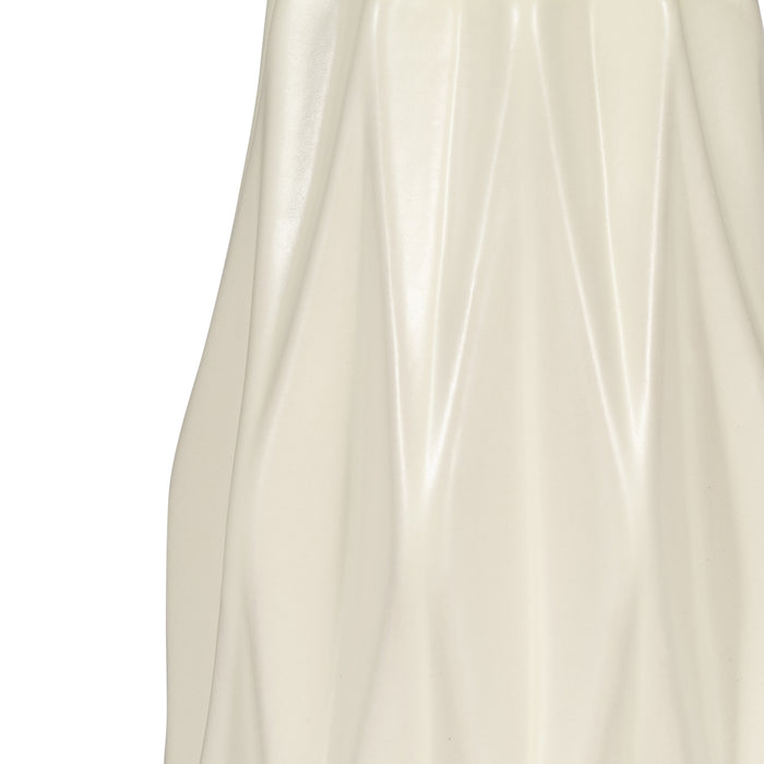 Ceramic 12\" Flutted Vase - White