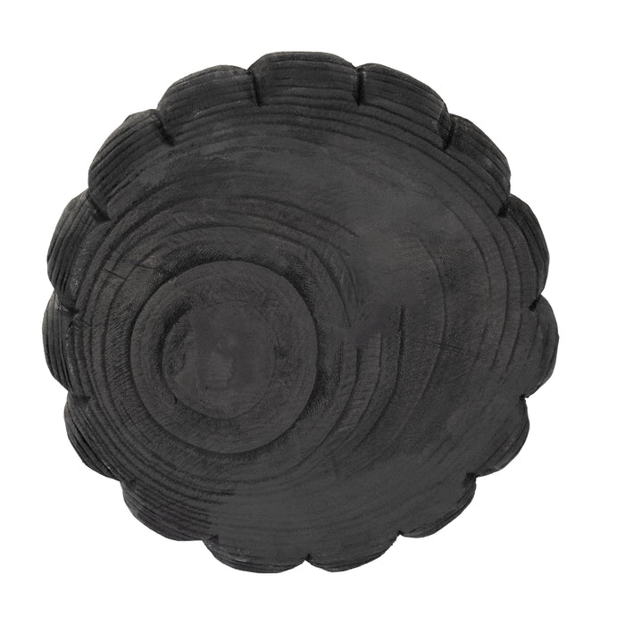 Wood 9\" Scalloped Bowl - Black