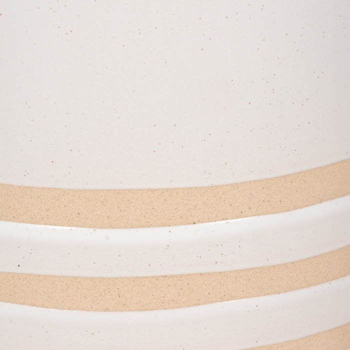 Ceramic 8\" Pitcher with Lines - Ivory