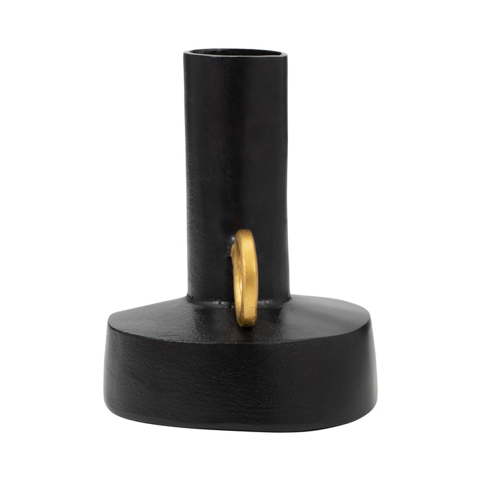 Metal 9\" Vase with Handle - Black and Gold
