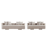 Verandah Mid-Century Modern 2-Piece Sofa Set in Beige