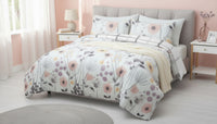 Mirabelle Twin Comforter Set - Reversible Pink & Grey Watercolor Floral Bedding  