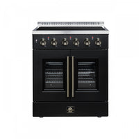 Galiano 30 Inch French Door Electric Range, 4 radiant burners, 4.32 cu.ft., Black - FFSEL6917-30BLK