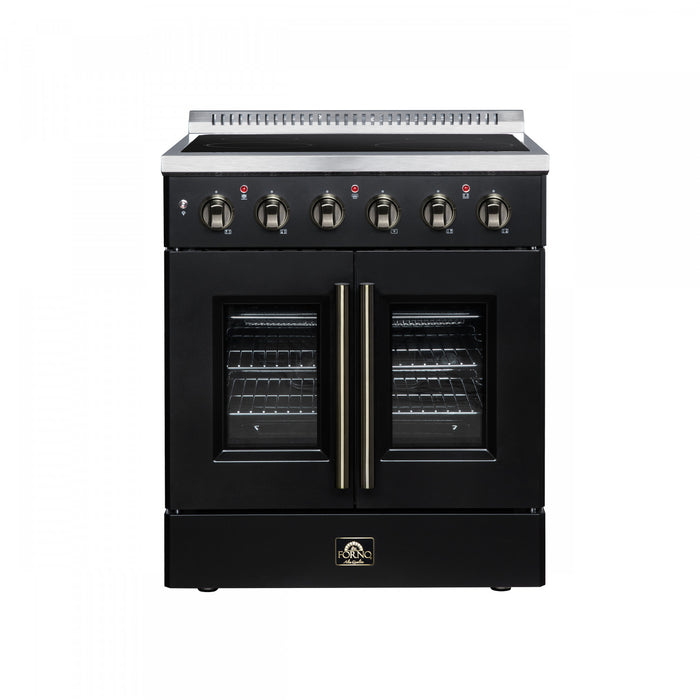 Galiano 30 Inch French Door Electric Range, 4 radiant burners, 4.32 cu.ft., Black - FFSEL6917-30BLK