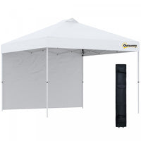 Outsunny 10' X 10' Pop Up Canopy Tent With Sidewall And Bag, White