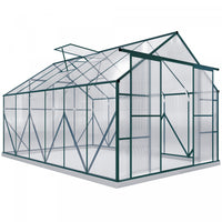 Outsunny Greenhouse Polycarbonate Garden Greenhouse with Roof Vent, Green