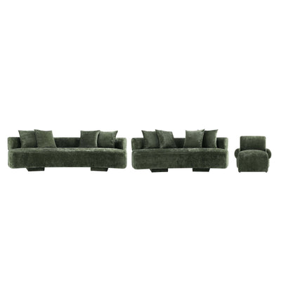 Verandah Mid-Century Modern 3-Piece Sofa Set in Olive Green | Ensemble canape 3 pieces Verandah style mid-century modern en vert olive