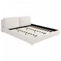Ava Upholstered Bed with Loop-Pile Fabric,King Size - Light Beige 