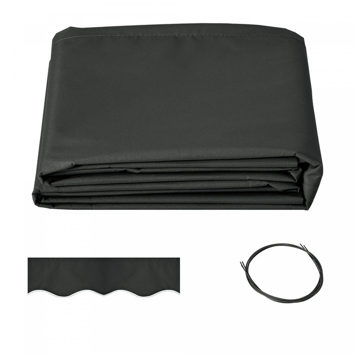 Outsunny 11' X 10' Retractable Awning Fabric Replacement Outdoor Sunshade Canopy Awning Cover, Uv Protection, Grey