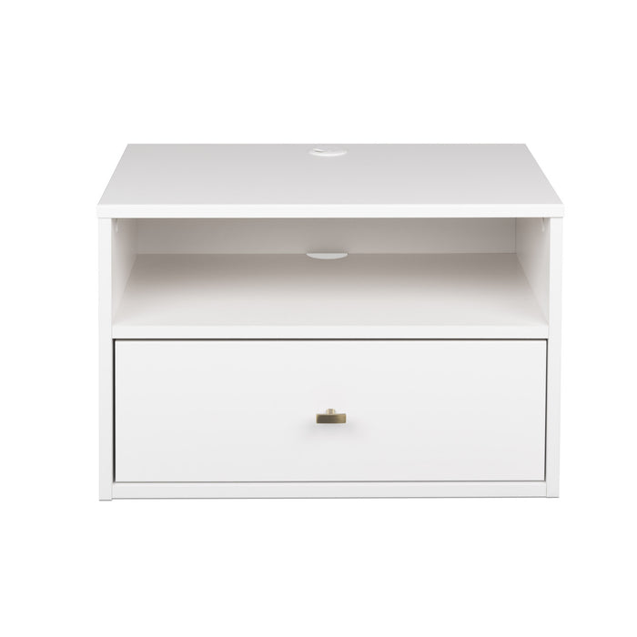Floating Shelf with Drawer - White