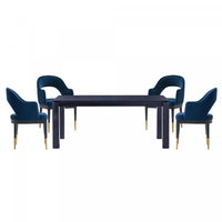 Carrington and Rockaway Modern Industry Chic 5-Piece Dining Set in Midnight Blue and Black
