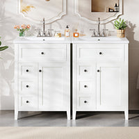 Aura 48 Inch Double Sink Vanity Combo with Drawers and Cabinet, White 