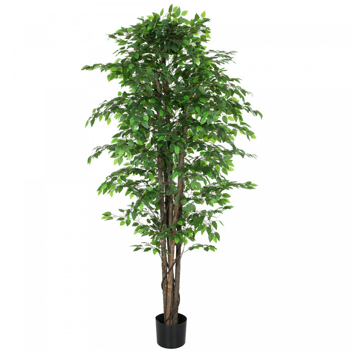 HOMCOM 8ft Tall Artificial Tree, Silk Ficus Tree for Home Office Decor