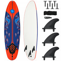 Costway 6' Surfboard Foamie Body Surfing Board W/3 Fins & Leash For Kids Adults