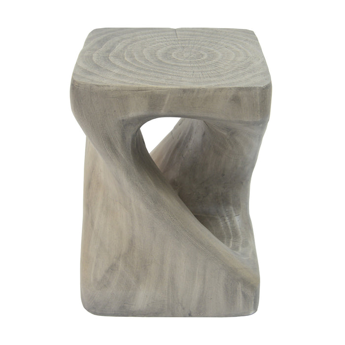 Miro 16\" Modern Twisted Hourglass MGO Accent Table, Faux Wood Grain Indoor Side Table, Grey