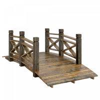 Outsunny Garden Bridge Arc Footbridge Carbonized for Outdoor, Lawn, Pond