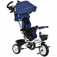 Qaba Toddler Tricycle, 6 In 1 Stroller Bike With Parent Push Handle, Canopy, Storage Baskets, Cuphol