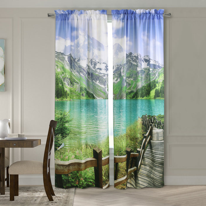 Habitat Landscape Light Filtering Pole Top Curtain Panel Pair - 37 x 84