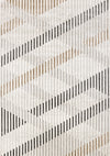 Washable Multi-Coloured Basketweave Lines Area Rug - 5'3