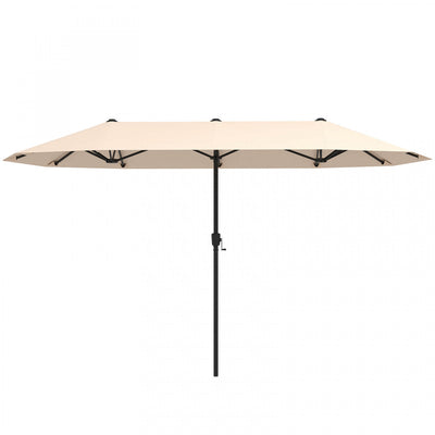 Costway 13 FT Large Patio Umbrella Outdoor Double-Sided Table Market Umbrella for Garden Beige