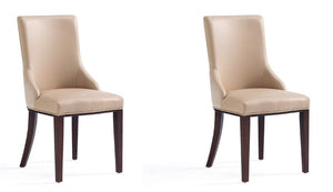 Manhattan Comfort Set of 2 Shubert Modern Faux Leather & Velvet Dining Chairs - Tan