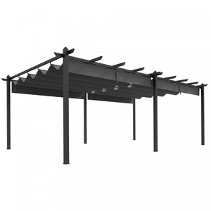 Outsunny 12' X 20' Retractable Pergola Canopy, Aluminum Pergola, Outdoor Sun Shade Shelter For Grill, Patio, Garden, Deck