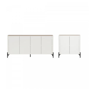 Abbey Modern 2-Piece Buffet and Accent Cabinet in Maple and Off White