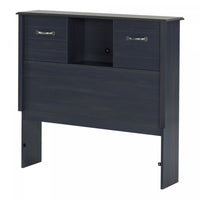 Ulysses Bookcase Headboard With Storage And Sliding Doors - Blueberry