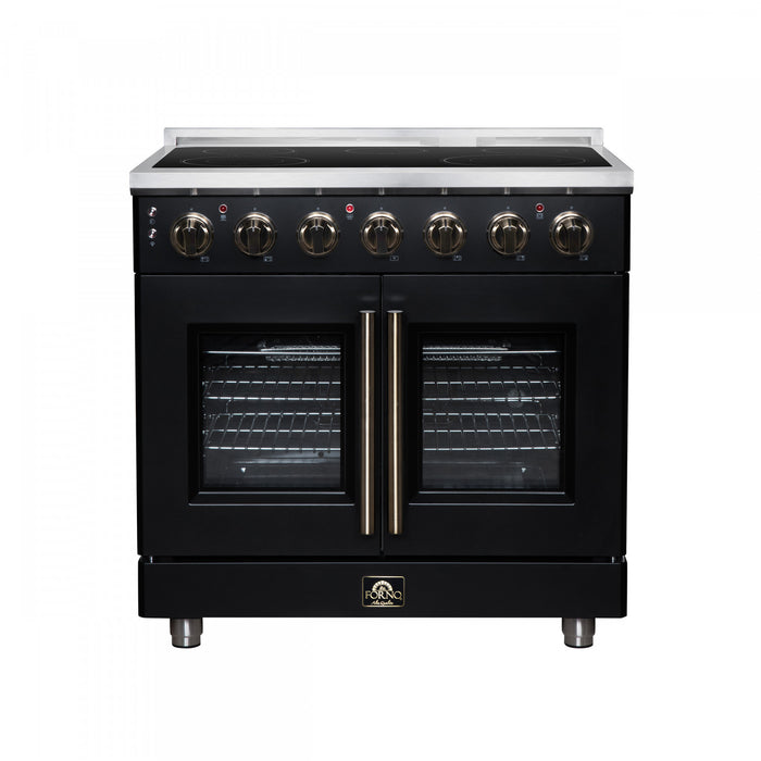 Forno Massimo 36 Inch French Door Electric range, 5 radiant burners, 5.36 cu.ft., Black - FFSEL6955-36BLK Electric Range