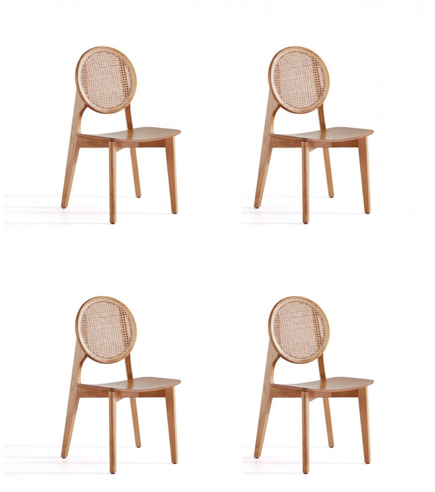 Versailles Industry Chic Wood Dining Chair in Natural - Set of 4