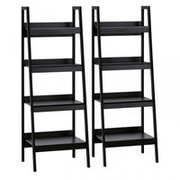 HOMCOM Set of 2, 4 Tier Ladder Shelf Bookcase, Multifunctional Display Rack