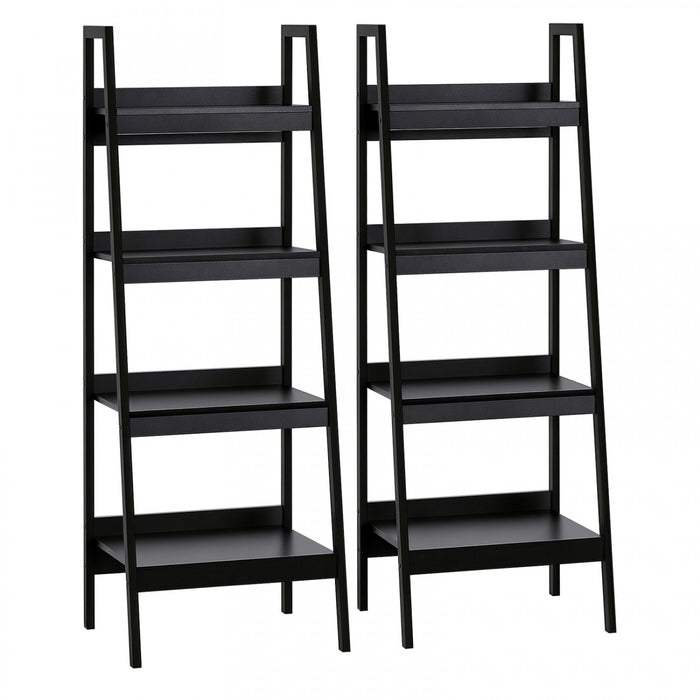 HOMCOM Set of 2, 4 Tier Ladder Shelf Bookcase, Multifunctional Display Rack