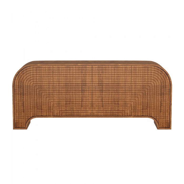 Tressa Contemporary Modern 72\" Solid Wood Sideboard in Walnut (4-Door)
